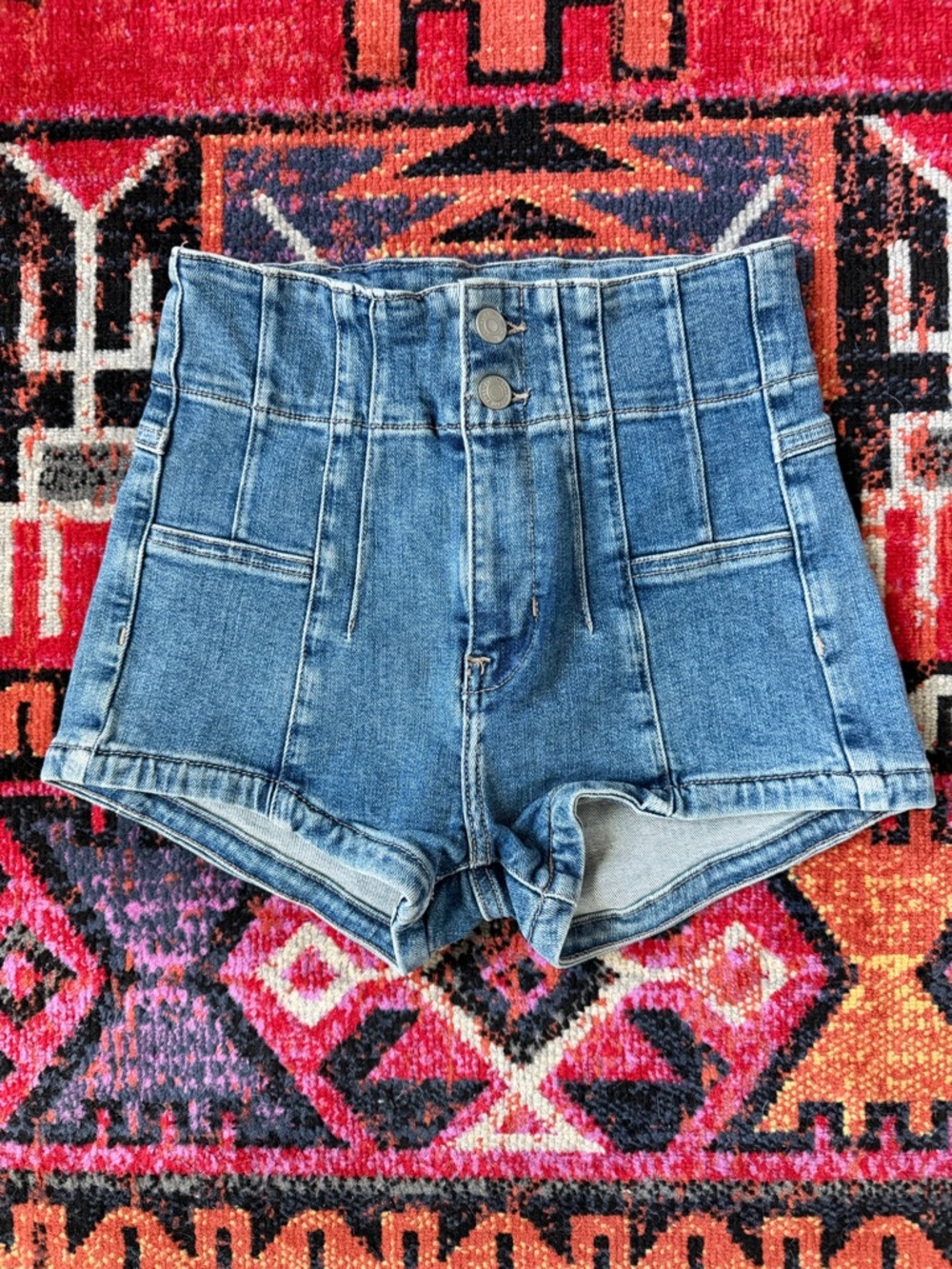 We The Free Jayde High-Rise Blue Shorts